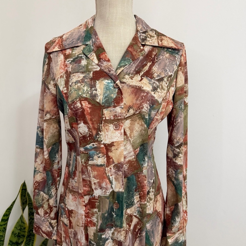 Vintage 70’s Country Miss Collar Chic Button Up Dress - Picture 2 of 10
